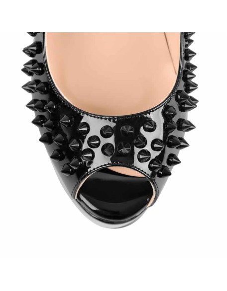 Peep Toe Platform Rivets High Heels Pumps