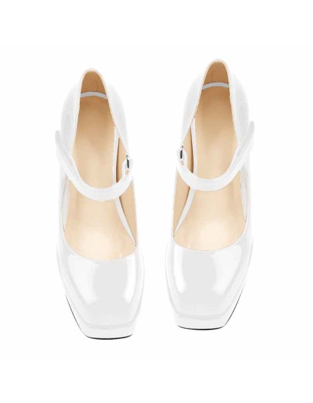 Mary Jane Square Platform Chunky Heels Pumps