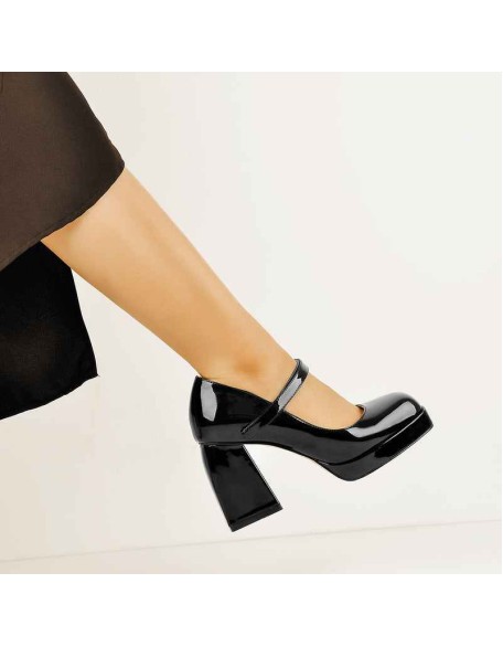 Mary Jane Square Platform Chunky Heels Pumps