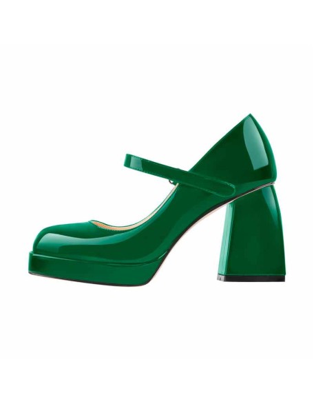 Mary Jane Square Platform Chunky Heels Pumps