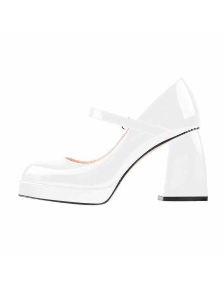 Mary Jane Square Platform Chunky Heels Pumps