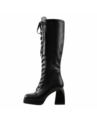 Square Chunky Heels Over The Knee Platform Boots