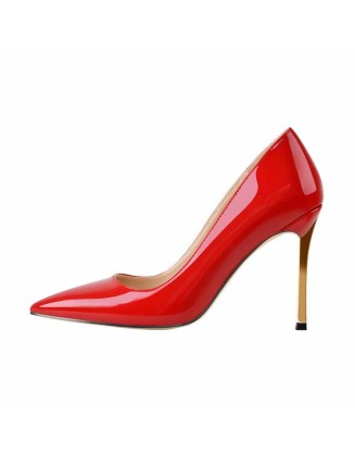10cm Patent Leather Metal Heels Pumps