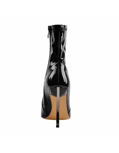 10cm Black Patent Leather Metal Heel Boots