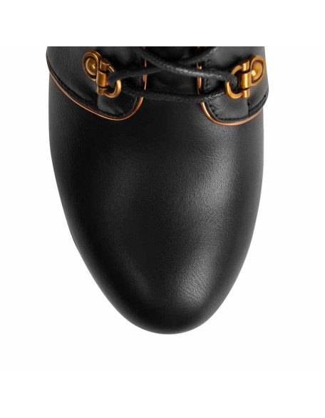 Black Platform Chunky High Heels Ankle Boots
