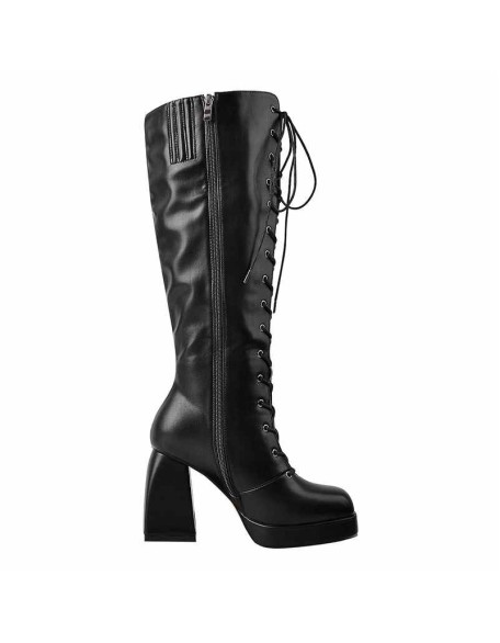 Black  Square Chunky Heels Boots