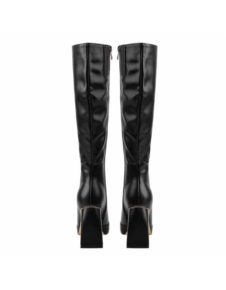 Black  Square Chunky Heels Boots