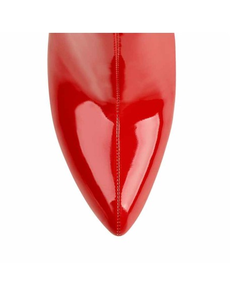 Red Patent Leather Clear Heel Ankle Boots