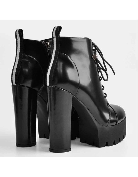 Black Platform Chunky Heels Ankle Boots
