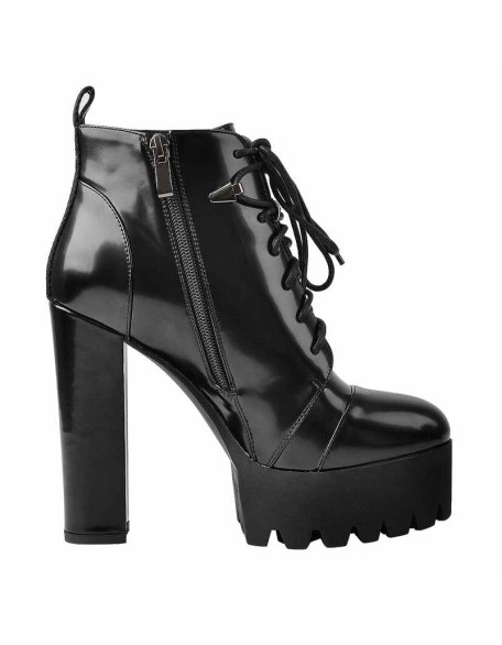 Black Platform Chunky Heels Ankle Boots