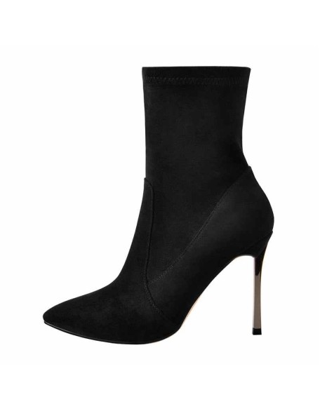 10cm Black Suede Metal Heel Boots