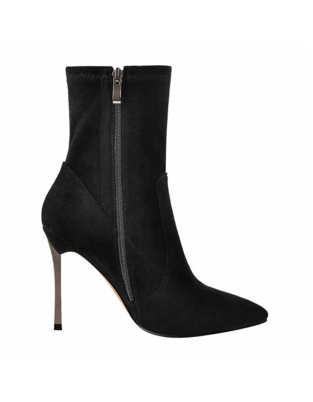 10cm Black Suede Metal Heel Boots