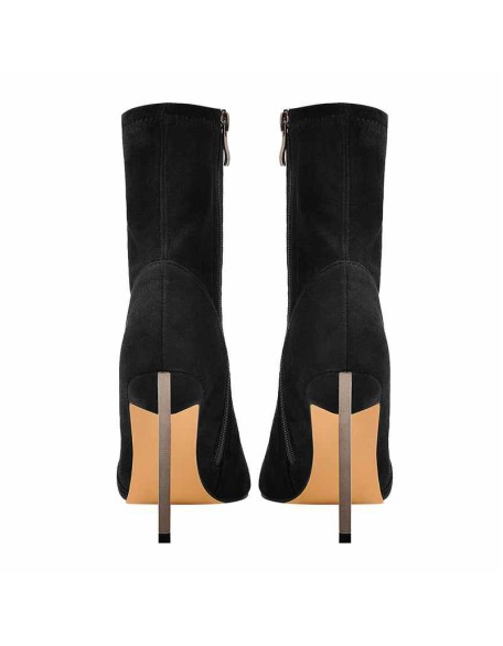 10cm Black Suede Metal Heel Boots