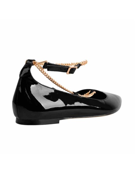 Black Strap Flat Pumps