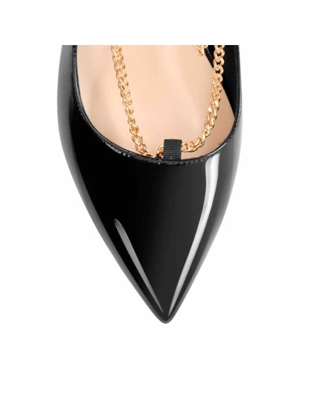 Black Strap Flat Pumps