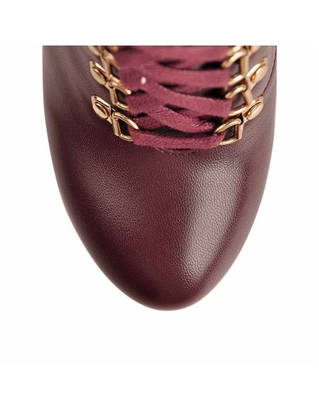 Burgundy Lace Up Platform Boots