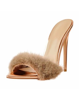 12cm Rose Gold Feather High Heel Stilettos Sandals