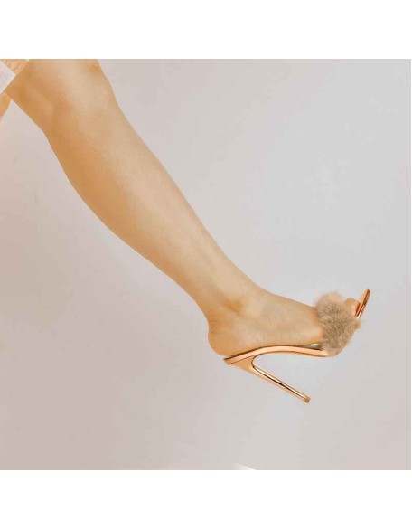 12cm Rose Gold Feather High Heel Stilettos Sandals