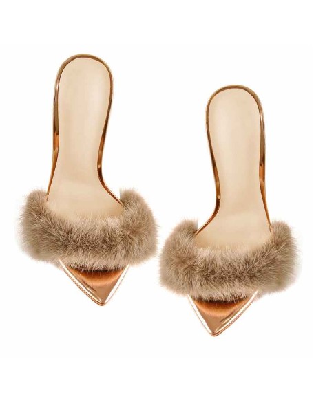 12cm Rose Gold Feather High Heel Stilettos Sandals