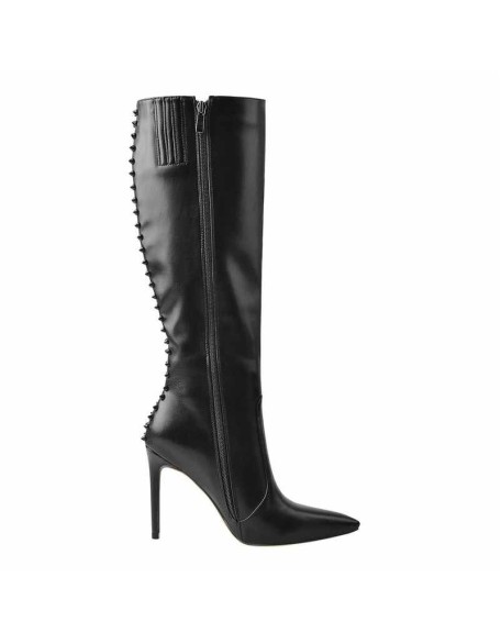 Rivet Pointed Toe Stiletto Knee High Boots