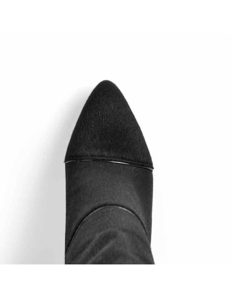 Suede Fur Pointed Toe Stiletto Knee High Boots
