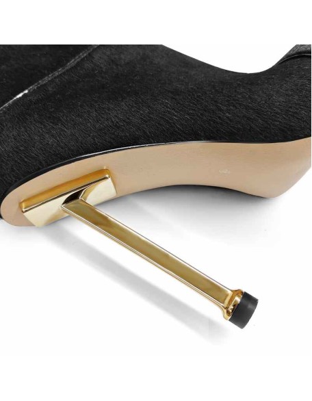Suede Fur Pointed Toe Stiletto Knee High Boots
