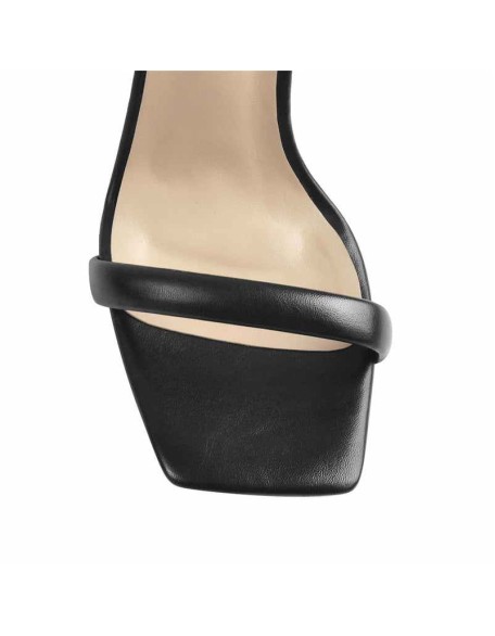 Black Squre Toe Stilettos High Heel Sandals