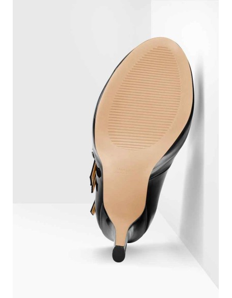 15cm Platform Round Toe Patent Black High Heel Stiletto Pumps
