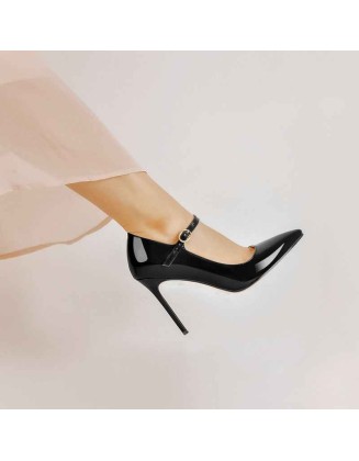 Patent Black Pointed Toe High Heel Stiletto Pumps