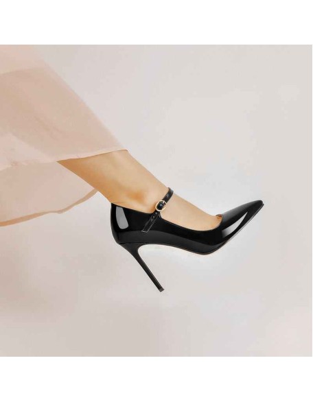 Patent Black Pointed Toe High Heel Stiletto Pumps
