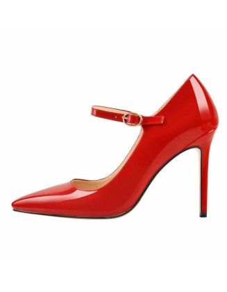 10cm Patent Red Pointed Toe High Heel Stiletto Pumps
