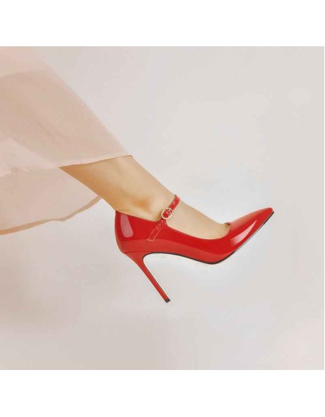 10cm Patent Red Pointed Toe High Heel Stiletto Pumps