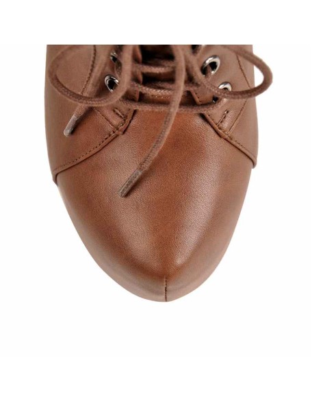 Brown Leather Platform Zipper Stiletto Ankle Boots