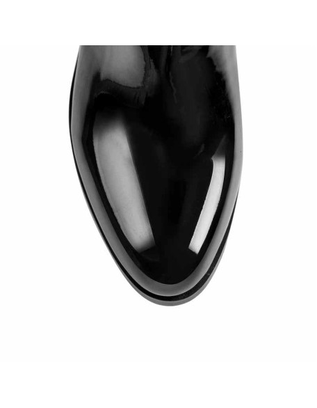 Black Patent Leather Knee High Boots