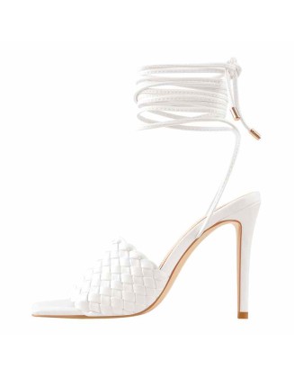 Ankle Strap Square Toe High Heel Stiletto Sandals
