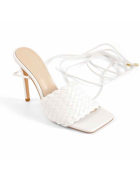 Ankle Strap Square Toe High Heel Stiletto Sandals
