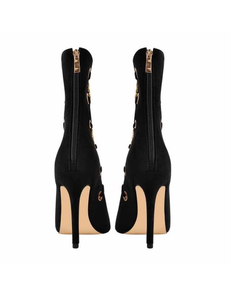 Metal Chain Pointed Toe High Boots