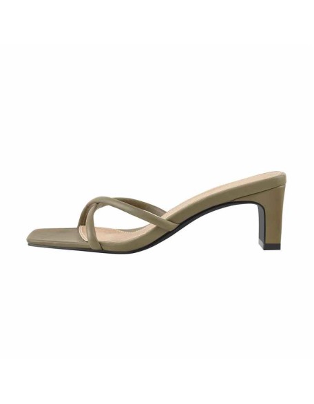 Square Toe Cross Chunky Sandals Mules
