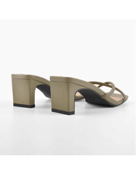 Square Toe Cross Chunky Sandals Mules