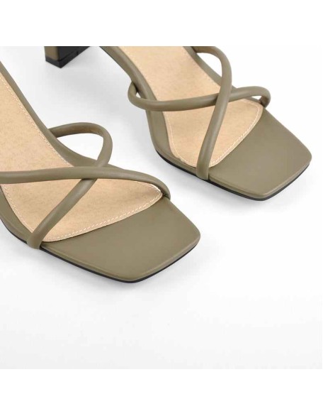 Square Toe Cross Chunky Sandals Mules