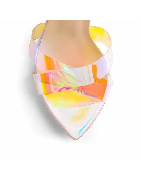 Holographic Pointed Toe Ankle Stiletto High Heel Sandals