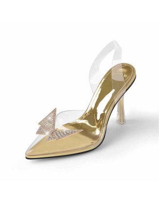 Pointed Toe Butterfly Clear High Heel Sandals