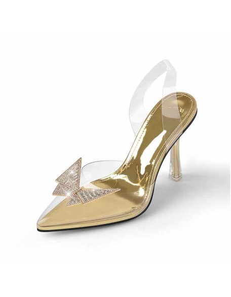 Pointed Toe Butterfly Clear High Heel Sandals