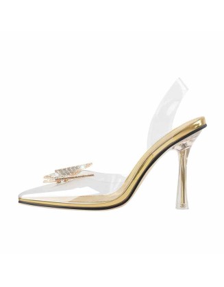 Pointed Toe Butterfly Clear High Heel Sandals
