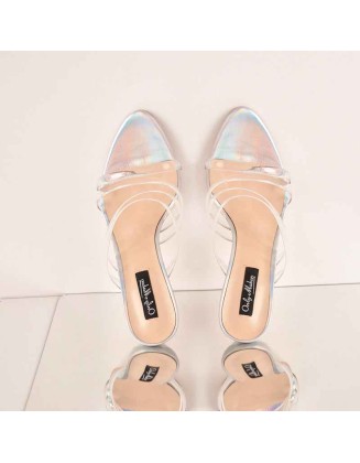 Colorful High Heel Clear Band Stiletto Sandals