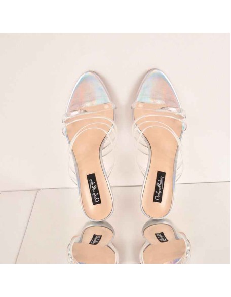 Colorful High Heel Clear Band Stiletto Sandals