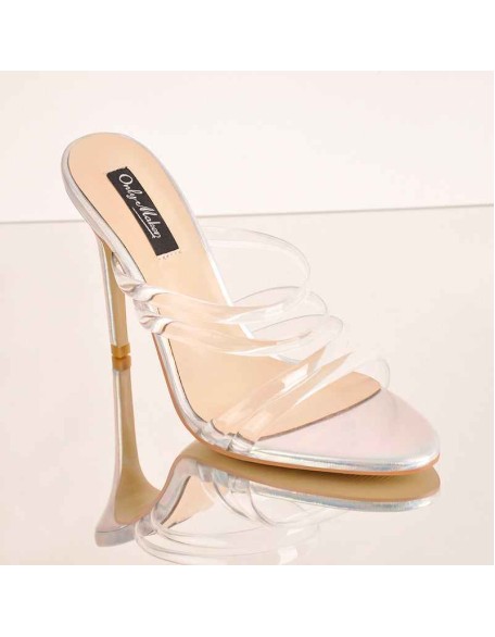 Colorful High Heel Clear Band Stiletto Sandals