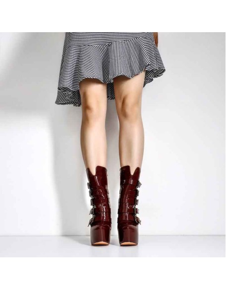 Burgundy High Heel Stiletto Boots