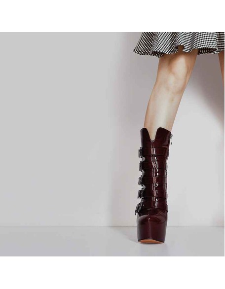 Burgundy High Heel Stiletto Boots