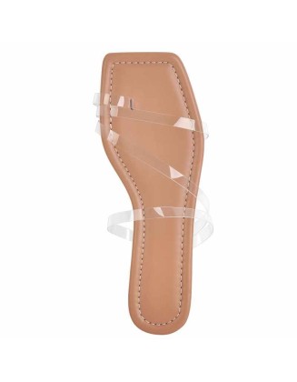 Clear Band Flat Sandals Mules